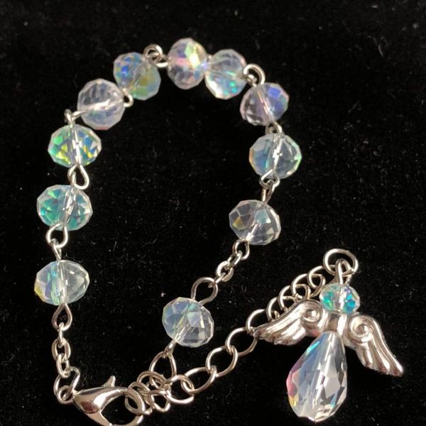 link, chain 6pcs/pack ab coating 6*8mm crystal rosary bracelet,religious bangle, bracelet with angel wing pendant, Black
link, chain 6pcs/pack ab coating 6*8mm crystal rosary bracelet,religious bangle, bracelet with angel wing pendant, Black
