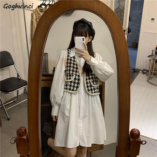 women dresses sweet a-line solid knee-length lantern sleeve button turn-down collar simple korean style fashion casual student, Black;gray
women dresses sweet a-line solid knee-length lantern sleeve button turn-down collar simple korean style fashion casual student, Black;gray