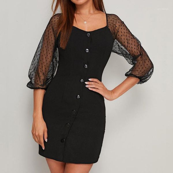 2020 new summer dresses fashion women three quarter mesh sleeve patchwork buttons casual dress translucent lace stitching dress1
2020 new summer dresses fashion women three quarter mesh sleeve patchwork buttons casual dress translucent lace stitching dress1