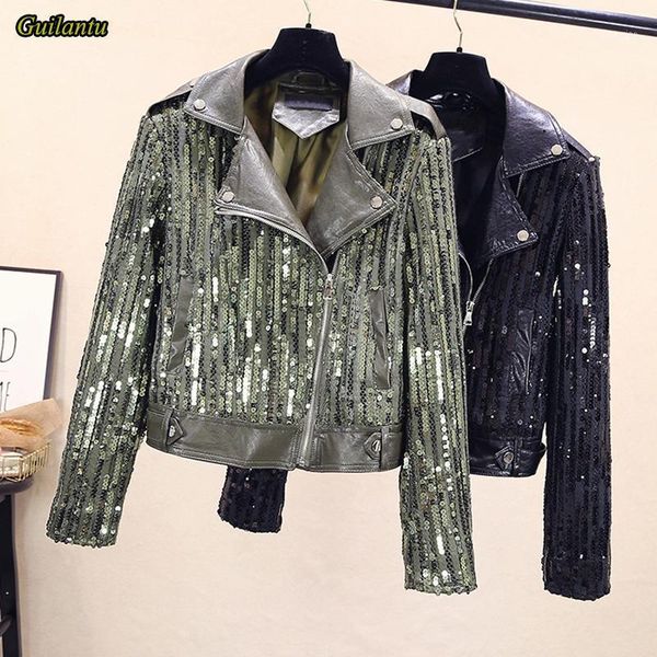 guilantu 2020 sequins leather jacket women turn-down collar zipper casual punk streetwear jackets motorcycle biker coat female1, Black
guilantu 2020 sequins leather jacket women turn-down collar zipper casual punk streetwear jackets motorcycle biker coat female1, Black