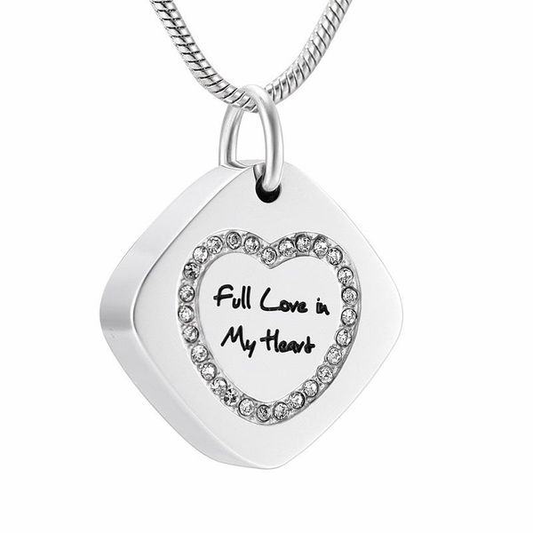 pendant necklaces crystal heart in square shape ashes necklace full love my memorial cremation urn jewelry for wholesale, Silver
pendant necklaces crystal heart in square shape ashes necklace full love my memorial cremation urn jewelry for wholesale, Silver