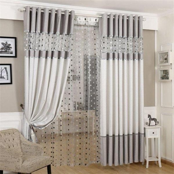 

silver gray european luxury curtains bird nest spliced curtain embroidery tulle for living room kitchen bedroom voile wp221#41