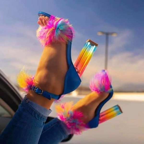 sandals women summer fur 2021 woman transparent plush high heels women's buckle footwear ladies casual female shoes plus size 46, Black
sandals women summer fur 2021 woman transparent plush high heels women's buckle footwear ladies casual female shoes plus size 46, Black