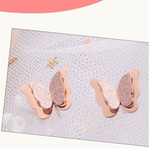 new frosted butterfly stud earrings elegant temperament female style earrings drop fashionable people titanium christmas presents, Golden;silver
new frosted butterfly stud earrings elegant temperament female style earrings drop fashionable people titanium christmas presents, Golden;silver