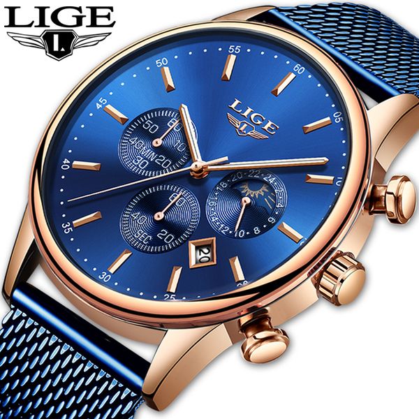 new lige blue casual mesh belt fashion quartz gold watch mens watches brand luxury waterproof clock relogio masculino 201114, Slivery;brown
new lige blue casual mesh belt fashion quartz gold watch mens watches brand luxury waterproof clock relogio masculino 201114, Slivery;brown
