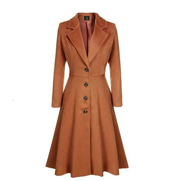 autumn winter women's woolen long sleeve solid color fashion turn down collar slim single-breasted temperament length coat, Black
autumn winter women's woolen long sleeve solid color fashion turn down collar slim single-breasted temperament length coat, Black