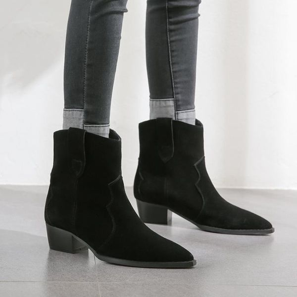 2020 genuine leather winter pointed toe square root ankle boots without lace ankle boots ladies winter shoes1, Black
2020 genuine leather winter pointed toe square root ankle boots without lace ankle boots ladies winter shoes1, Black