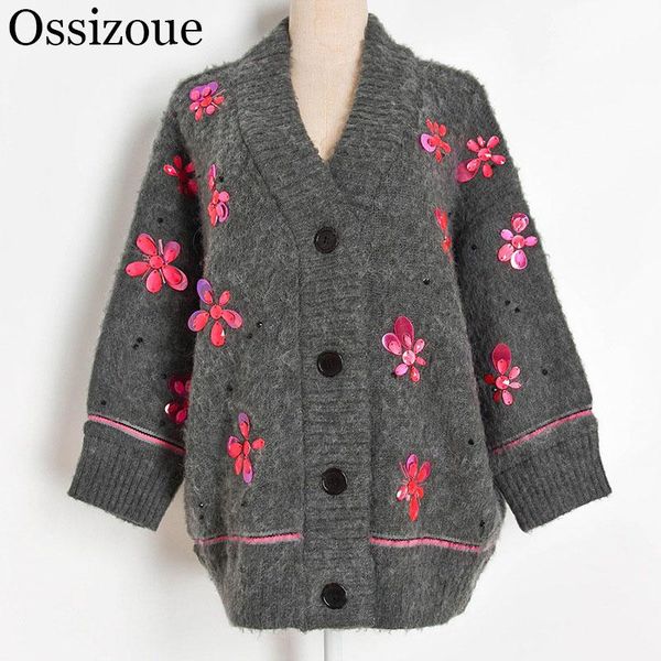 luxury 2020 women thick cardigan casual knitted long coat single breasted korean v-neck sweater grey sequnis outwear pull femme, White
luxury 2020 women thick cardigan casual knitted long coat single breasted korean v-neck sweater grey sequnis outwear pull femme, White