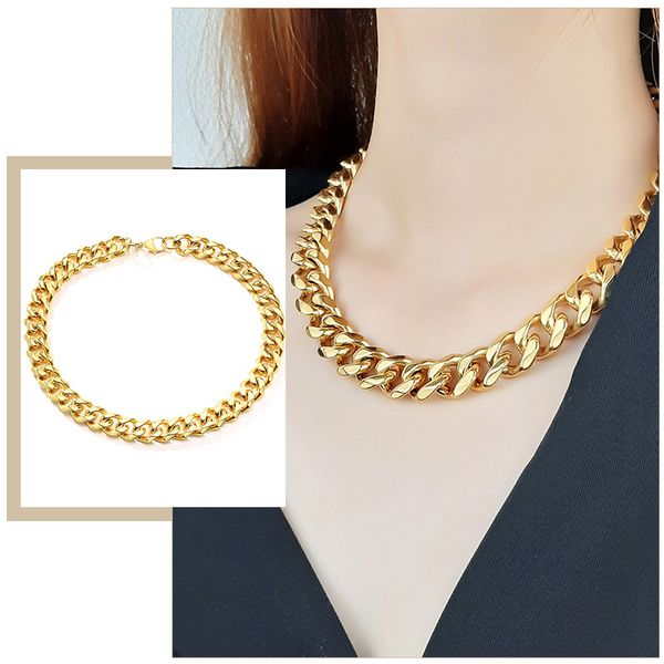 chunky 15mm width heavy punk cuban chain choker necklaces for women thick solid stainless steel metal miami curb links jewelryq0115, Black
chunky 15mm width heavy punk cuban chain choker necklaces for women thick solid stainless steel metal miami curb links jewelryq0115, Black
