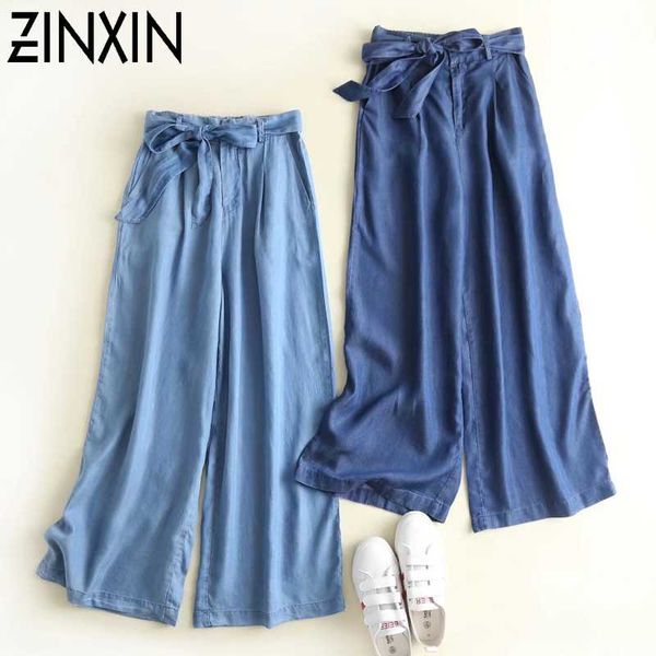 zinxin women loose denim jeans wid leg pants bow tie sashes pockets ladies casual stylish streetwear trousers mujer, Blue
zinxin women loose denim jeans wid leg pants bow tie sashes pockets ladies casual stylish streetwear trousers mujer, Blue