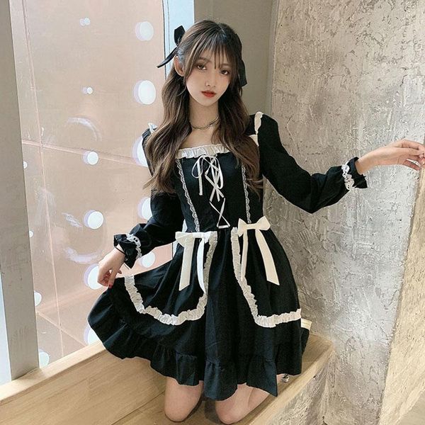 casual dresses 2021 japanese lolita gothic dress girl patchwork vintage designer mini japan style kawaii clothes fall for women, Black;gray
casual dresses 2021 japanese lolita gothic dress girl patchwork vintage designer mini japan style kawaii clothes fall for women, Black;gray