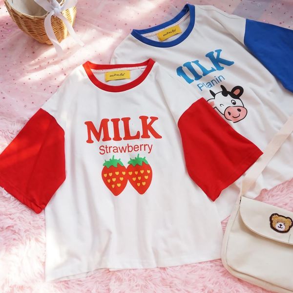 harajuku korean kawaii girl cute strawberry milk printed t-shirt ulzzang short sleeve tee summer preppy women's t-shirt, White
harajuku korean kawaii girl cute strawberry milk printed t-shirt ulzzang short sleeve tee summer preppy women's t-shirt, White