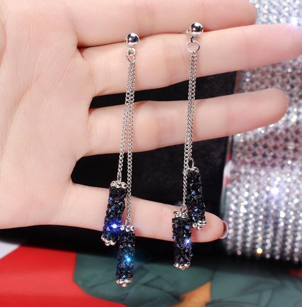 girl korean style rhinestone long tassel drop earrings elegant wedding party bech earring charm pendientes statement jewelry, Silver
girl korean style rhinestone long tassel drop earrings elegant wedding party bech earring charm pendientes statement jewelry, Silver