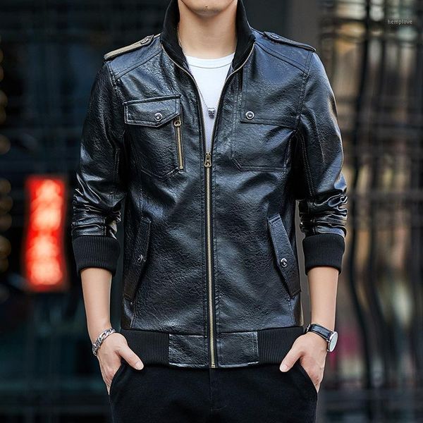2020 new washed leather jacket men multi-pocket zipper slim pu leather coat bomber jacket four season1, Black
2020 new washed leather jacket men multi-pocket zipper slim pu leather coat bomber jacket four season1, Black