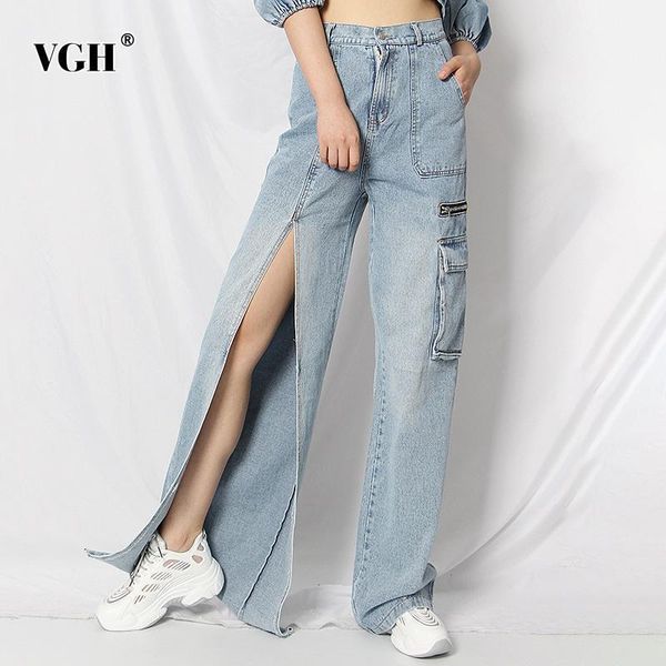 women's jeans vgh streetwear side split for women high waist pocket casual loose wide leg denim pants female 2021 fashion clothing1, Blue
women's jeans vgh streetwear side split for women high waist pocket casual loose wide leg denim pants female 2021 fashion clothing1, Blue