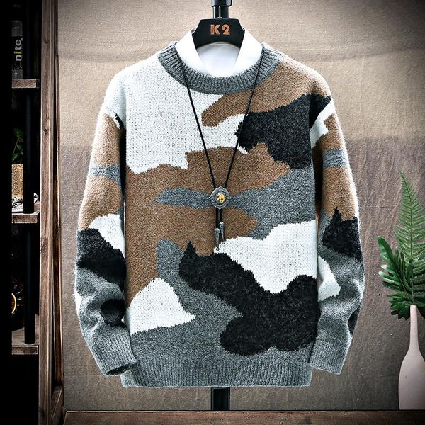 men new fall winter soft cashmere sweater thick warm camouflage style male pullovers printed christmas sweaters, White;black
men new fall winter soft cashmere sweater thick warm camouflage style male pullovers printed christmas sweaters, White;black