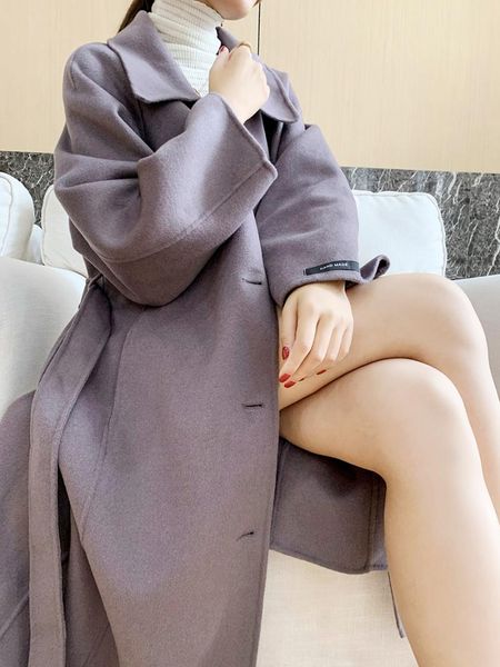 high-quality winter wool coat ladies korean loose elegant single-breasted over knee outerwear with belt abrigos para mujer, Black
high-quality winter wool coat ladies korean loose elegant single-breasted over knee outerwear with belt abrigos para mujer, Black