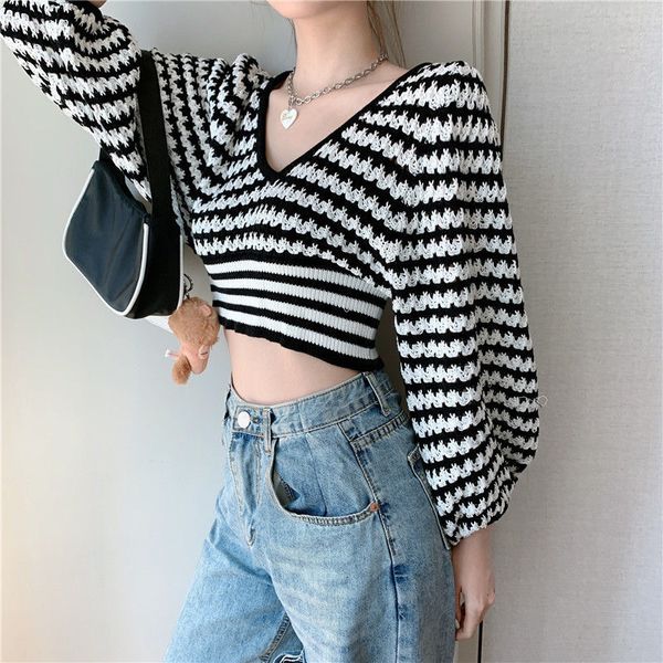 new women 2021 knit long neckline fashion stripe blouse short ladies sleeves i957, White
new women 2021 knit long neckline fashion stripe blouse short ladies sleeves i957, White