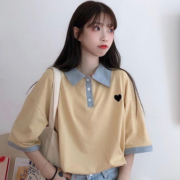 ins harajuku japanese polo shirt women's short-sleeved t-shirt summer new chic cute heart-shaped embroidery vintage bf loose top, White
ins harajuku japanese polo shirt women's short-sleeved t-shirt summer new chic cute heart-shaped embroidery vintage bf loose top, White