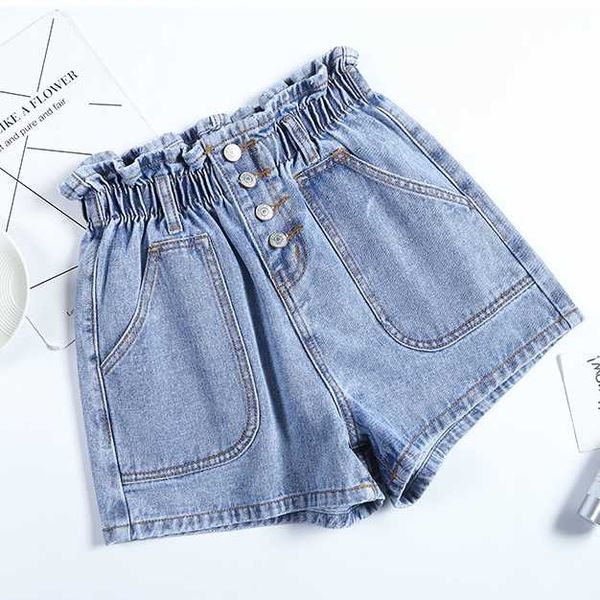 women summer denim shorts black white turnup-edge girls casual pleated elastic high waist preppy slim wide leg loose shorts, White;black
women summer denim shorts black white turnup-edge girls casual pleated elastic high waist preppy slim wide leg loose shorts, White;black