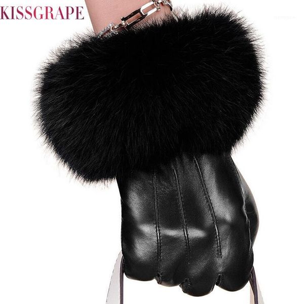 Luxury Fur Touch Screen Women' Genuine Leather Gloves Winter Female Sheepskin Leather Gloves with Fur Ladies Mittens1, Blue;gray
Luxury Fur Touch Screen Women' Genuine Leather Gloves Winter Female Sheepskin Leather Gloves with Fur Ladies Mittens1, Blue;gray