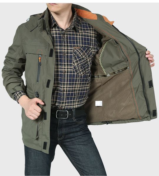 spring jackets finished men's casual air coat with hood army bloated wind-proofing goal impervious root jacket, Black;brown
spring jackets finished men's casual air coat with hood army bloated wind-proofing goal impervious root jacket, Black;brown