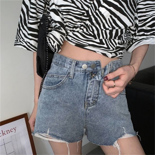 2021 new women's short brim breeches solid two washed high-waist buttons torn loose to-line warm shorts wide leg spring jeans 6qvx, Blue
2021 new women's short brim breeches solid two washed high-waist buttons torn loose to-line warm shorts wide leg spring jeans 6qvx, Blue