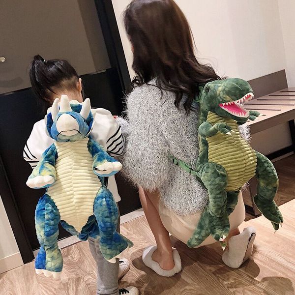 Creative 3d Dinosaur Baby Backpack Cute Animal Cartoon Plush Toy Travel Backpack Children's Tyrannosaurus Backpack Girls Christmas Gift