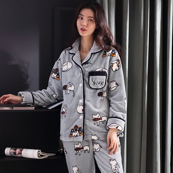 cute animal flannel pattern winter couples pajamas set for women men plush fabric sleepwear suit home clothing y200107, Black;red
cute animal flannel pattern winter couples pajamas set for women men plush fabric sleepwear suit home clothing y200107, Black;red
