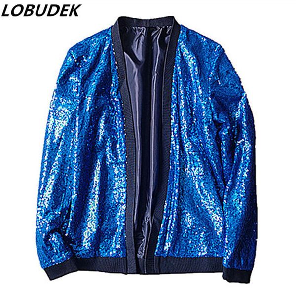 men's o-neck blue sequins jacket tide cool loose coat bar nightclub male singer dancer concert stage costume spring autumn wear, Black;brown
men's o-neck blue sequins jacket tide cool loose coat bar nightclub male singer dancer concert stage costume spring autumn wear, Black;brown