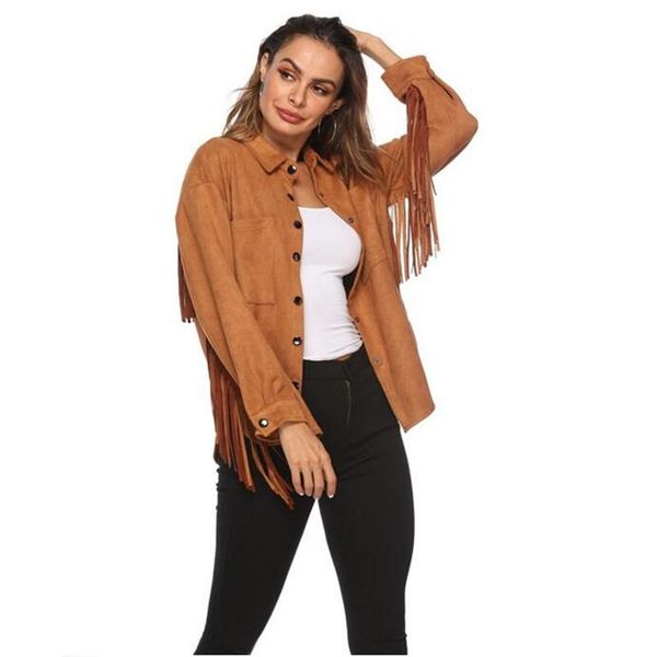 womens faux tassels jacket coat solid zipper motorcycle jackets female 2021 autumn long sleeve top, Black;brown
womens faux tassels jacket coat solid zipper motorcycle jackets female 2021 autumn long sleeve top, Black;brown