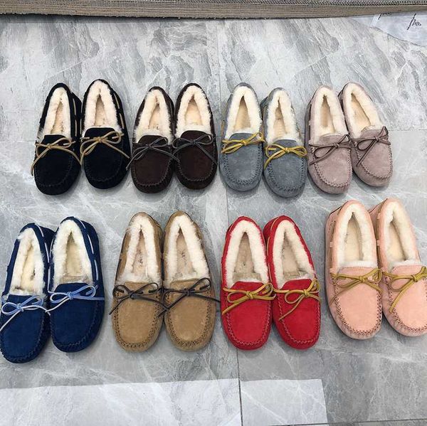 new bow ribbon snow casual shoes shallow mouth women warm cotton bean shoes with box, Black
