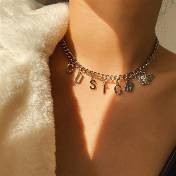 pendant necklaces trendy simple letter necklace woman personality fashion stainless steel clavicle chain hip hop jewelry anniversary gift, Silver
pendant necklaces trendy simple letter necklace woman personality fashion stainless steel clavicle chain hip hop jewelry anniversary gift, Silver