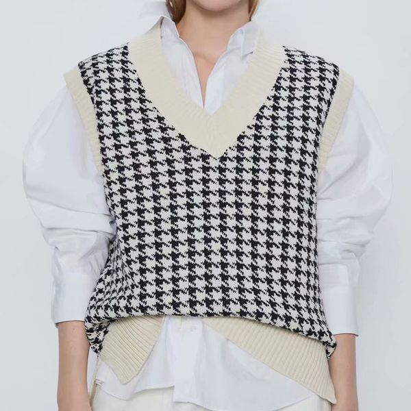 evfer fashion lady houndstooth autumn za oversize sweaters vest women casual v-neck sleeveless patchwork knitted chic 201130, White;black
evfer fashion lady houndstooth autumn za oversize sweaters vest women casual v-neck sleeveless patchwork knitted chic 201130, White;black