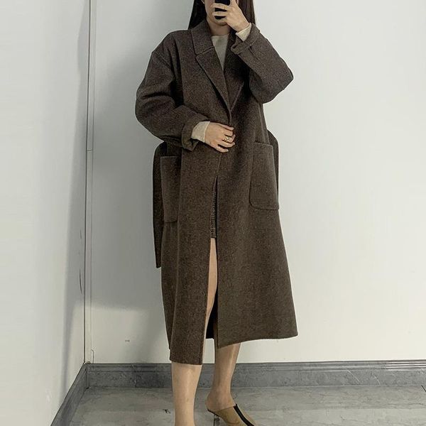 women's wool & blends autumn and winter loose cashmere double-sided overcoat korean temperament windbreaker, Black
women's wool & blends autumn and winter loose cashmere double-sided overcoat korean temperament windbreaker, Black