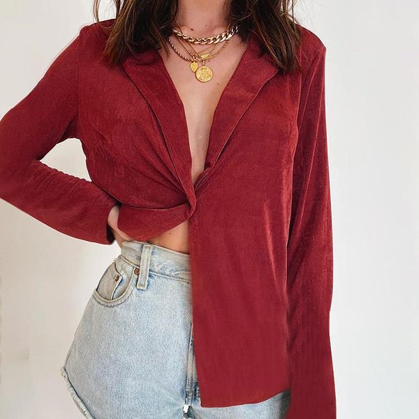 notched collar casual blouses women shirts solid color office street loose spring autumn blouse fashion knitted blusas, White
notched collar casual blouses women shirts solid color office street loose spring autumn blouse fashion knitted blusas, White