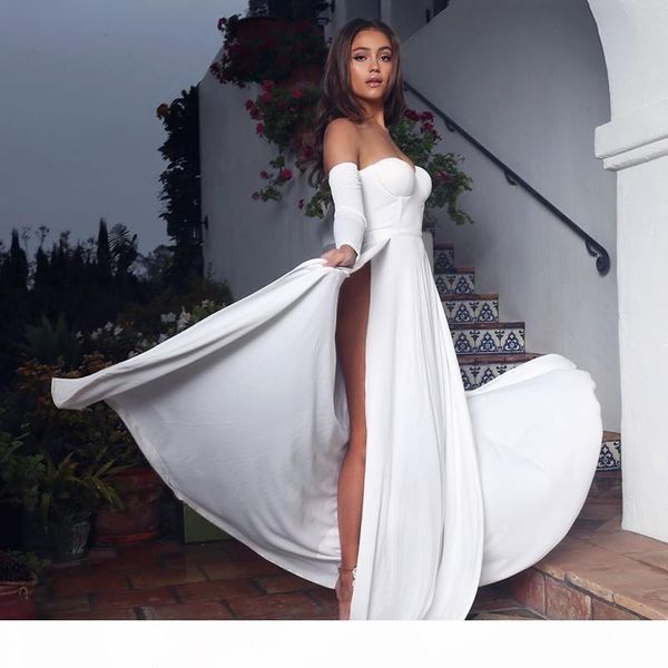 yissang white dress women off shoulder summer white maxi long sleeve dresses high split party elegant dress vestidos mx190725, Black;gray
yissang white dress women off shoulder summer white maxi long sleeve dresses high split party elegant dress vestidos mx190725, Black;gray