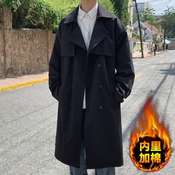 double breasted over the knee windbreaker large medium length overcoat men's cotton padded clothes, Black;brown
double breasted over the knee windbreaker large medium length overcoat men's cotton padded clothes, Black;brown