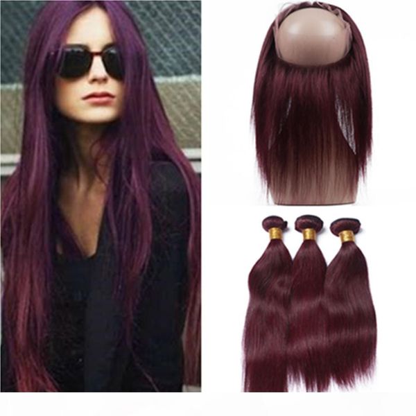 #99j wine red malaysian human hair bundles with 360 frontal straight burgundy virgin hair weaves with 360 lace frontal closure, Black
#99j wine red malaysian human hair bundles with 360 frontal straight burgundy virgin hair weaves with 360 lace frontal closure, Black