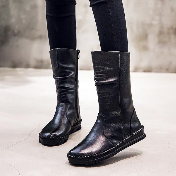winter plush side zipper hand leather long leather boots large size flat-soled women's cotton shoes boots girl, Black
winter plush side zipper hand leather long leather boots large size flat-soled women's cotton shoes boots girl, Black