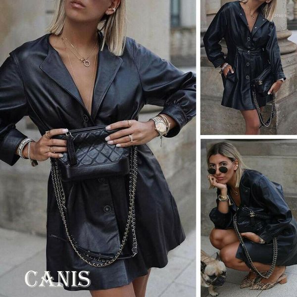 women's fur & faux imcute 2021 women chic wet look pu leather pocket jackets office lady long sleeve black buttoned jacket female slim
women's fur & faux imcute 2021 women chic wet look pu leather pocket jackets office lady long sleeve black buttoned jacket female slim