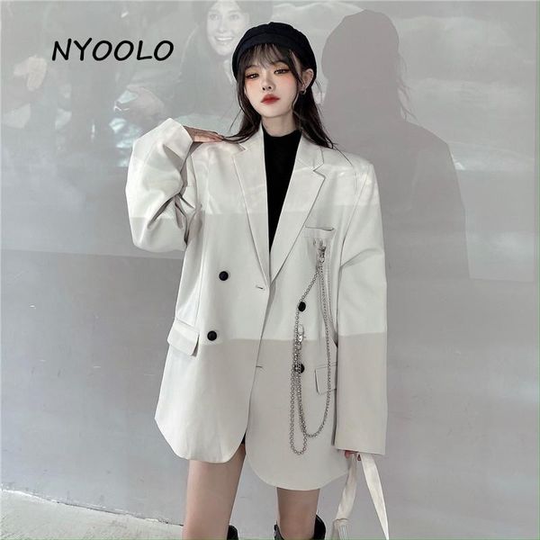 nyoolo high street elegant temperament chain blazer women autumn loose double breasted shoulder pads blazer female workwear, White;black
nyoolo high street elegant temperament chain blazer women autumn loose double breasted shoulder pads blazer female workwear, White;black