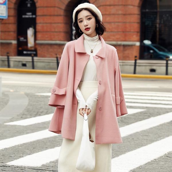 women's wool & blends 2021 winter fashion woolen coat women korean lady temperament single-breasted long sleeve female outerwear mujere, Black
women's wool & blends 2021 winter fashion woolen coat women korean lady temperament single-breasted long sleeve female outerwear mujere, Black