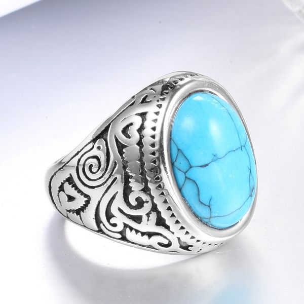 inlaid with black agate turquoise fashion 316 stainless casting zircon titanium steel ring, Silver
inlaid with black agate turquoise fashion 316 stainless casting zircon titanium steel ring, Silver