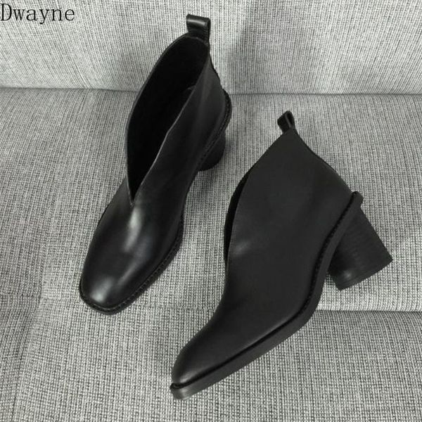 autumn square head with women's ankle boots high heel leather boots women's winter v mouth single1, Black
autumn square head with women's ankle boots high heel leather boots women's winter v mouth single1, Black