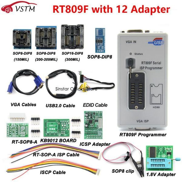 rt809f serial isp programmer with 11 adapters +1.8v adapter+sop8 test clip+edid cable
rt809f serial isp programmer with 11 adapters +1.8v adapter+sop8 test clip+edid cable