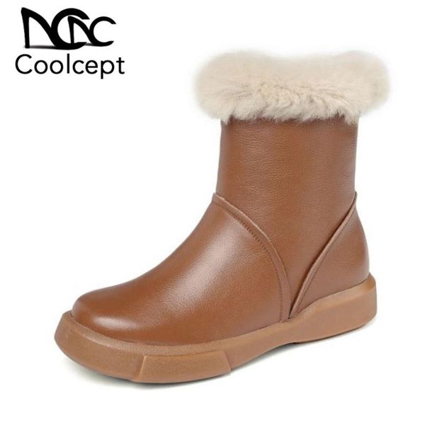 boots coolcept real leather woman ankle zipper round toe flats shoes winter warm fur snow women size 34-39, Black
boots coolcept real leather woman ankle zipper round toe flats shoes winter warm fur snow women size 34-39, Black