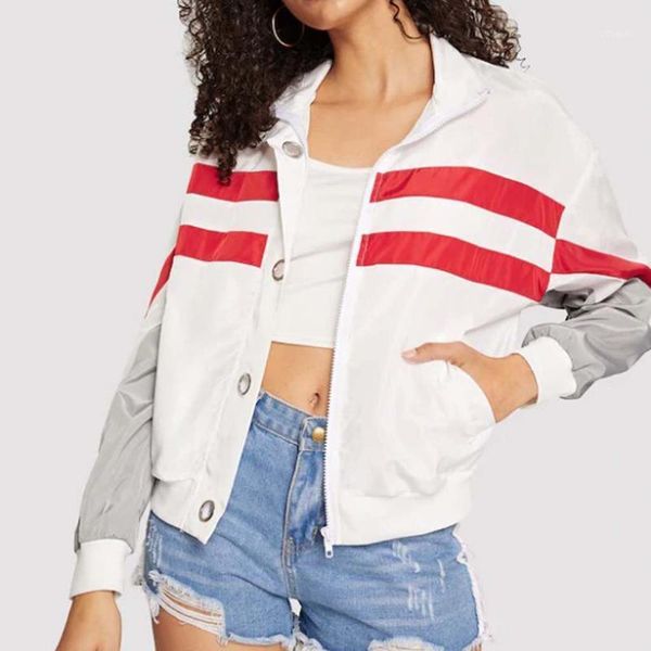 women's jackets autumn fashion short coat women color matching parallel bars sweatshirts loose casual jacket buttont coats t31, Black;brown
women's jackets autumn fashion short coat women color matching parallel bars sweatshirts loose casual jacket buttont coats t31, Black;brown