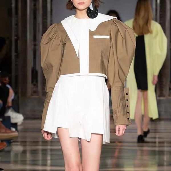 elegant hit color jacket for women irregular lapel collar lantern sleeve short coats female 2020 fashion summer, Black;brown
elegant hit color jacket for women irregular lapel collar lantern sleeve short coats female 2020 fashion summer, Black;brown
