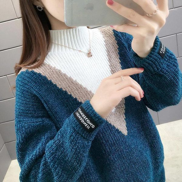 2021 new autumn winter women knitwear sweater pullover fashion long sleeve half turtleneck sweater jumper female loose 1, White;black
2021 new autumn winter women knitwear sweater pullover fashion long sleeve half turtleneck sweater jumper female loose 1, White;black